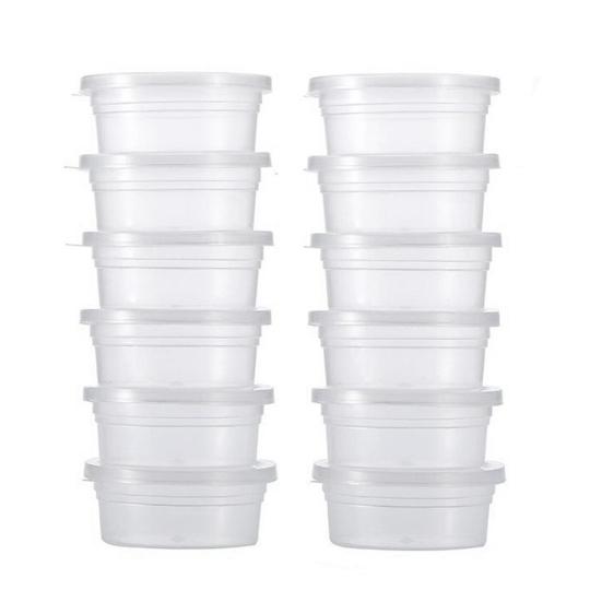 12Pcs Clear Slime Storage Round Plastic Box Container Foam Ball Cups with Lids