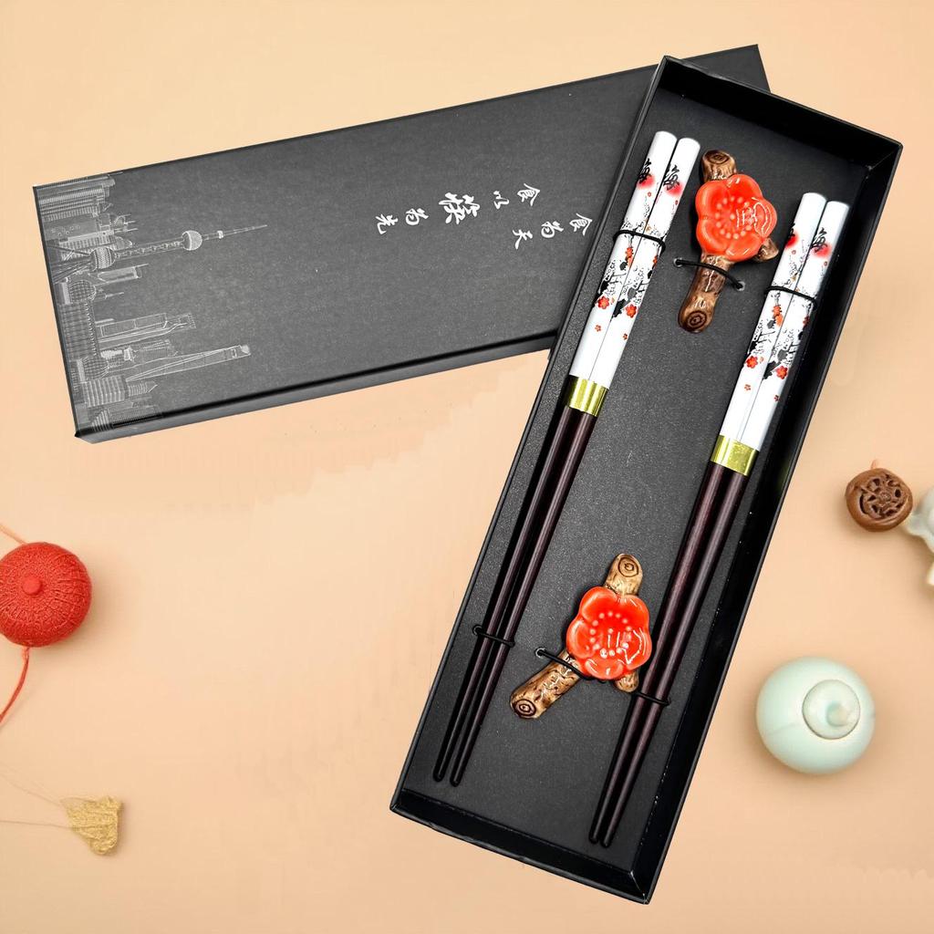 Chinese Style Wooden Chopsticks Gift Set - 2 Pairs for Travel Souvenir or Business Gift