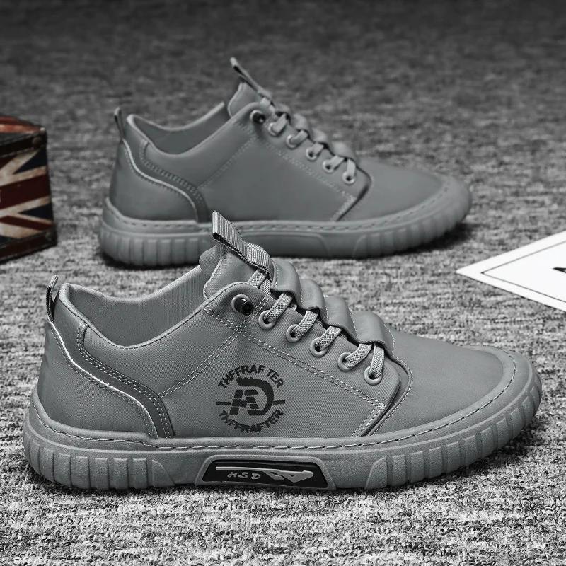 

Мужские повседневные кроссовки 2024 года, туфли на плоской подошве, мужская модная парусиновая обувь, новые дышащие мокасины, летняя нескользящая вулканизированная обувь 44 серый