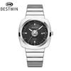 Men Square Quartz Wristwatch Stainless Steel Band Calendar Waterproof Business Male Gift Watch