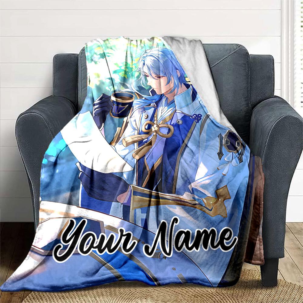 Customizable Genshin Impact9 Throw Blanket – Personalized Name, All-Season Cozy Snug Blanket, Machine Washable, Personalized Blanket
