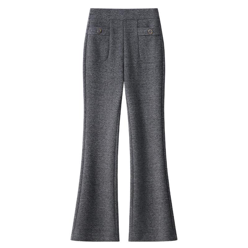 

Women s 2024 Gray Wool Slimming High-Waisted Micro Flare Pants for Autumn/Winter XL