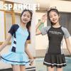 Costume da Bagno Sportivo per Ragazza Imbottito Diviso Manica Corta Protezione UV per Attività Acquatiche