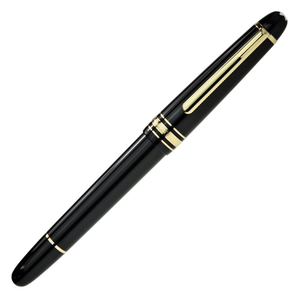 MONTBLANC Classic Black Fountain 145bk Medium Nib Meisterstück Pen, (M),