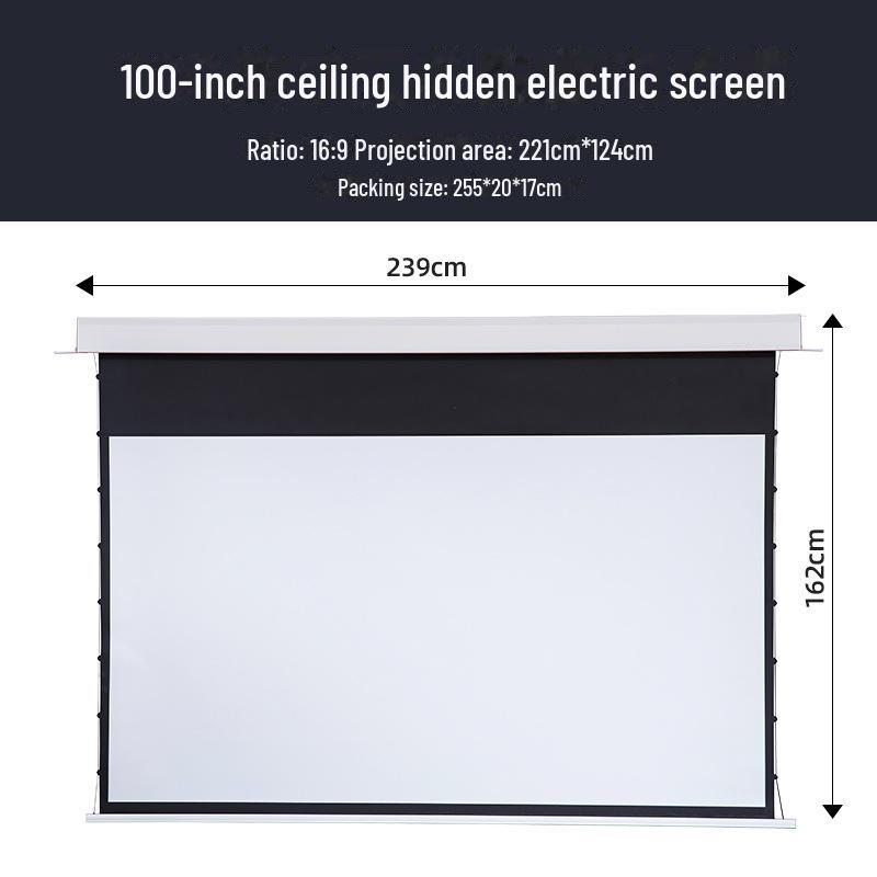 Concealed Ceiling Electric Lifting Projector Screen - High-Definition Pull-Wire Design