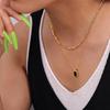 European & American 2024 Geometric Square Acrylic Pendant Double Layer Titanium Steel Necklace - Fade-Resistant