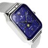 Salvatore Marra Square Moon Phase Watch with Stainless Steel Mesh Limited Edition Silver and Men's Multi-Calendar, Strap, Blue, SM24112-SSBLM
