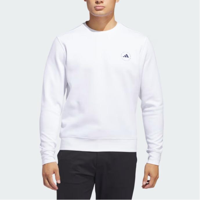 Adidas Simple Round Neck Sports Embroidered Pullover Sweatshirt Men Sweatshirt White IU4517