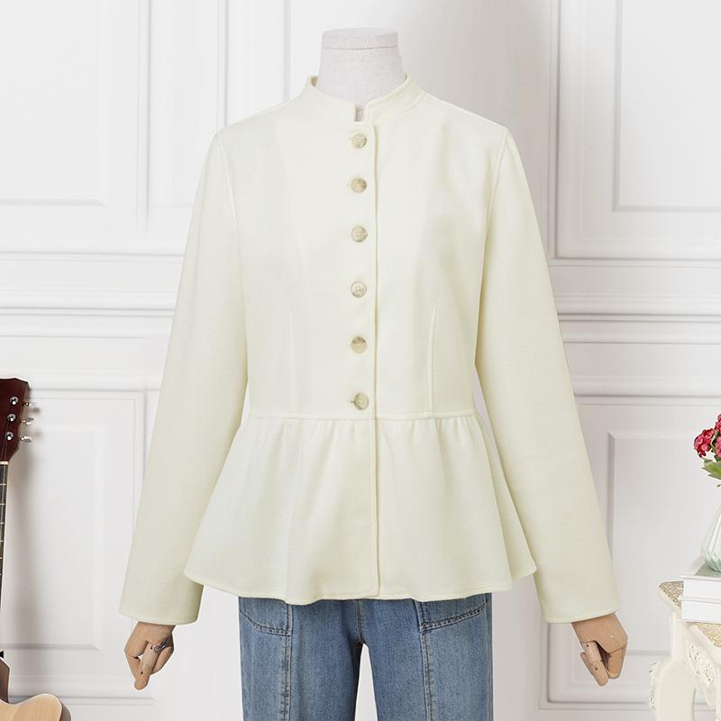 ZANZEA Women Casual Stand Collar Long Sleeve Spring Autumn Woolen Blouse