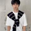 Classic Men Knitted Shawl Cloak Fake Collar Wraps Fashion Stripe Scarf  Blouse