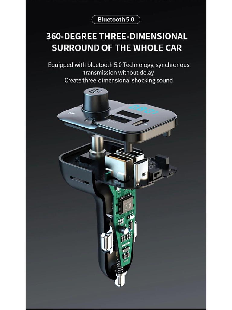 Colorful C24 Bluetooth Car MP3 Player with Dual USB Type-C Charger & FM Transmitter