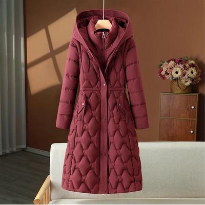 Dames Winter Lange Gewatteerde Parka Jas Afneembare Mouw Verdikken Warm Met Capuchon Bovenkleding