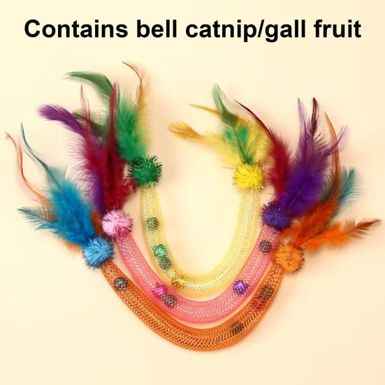 

Cat Teaser Spring Toy with Bell Interactive Stretchable Spring Tube Cat Feather Toy for Indoor Cats Kittens Exercise Chewing Swatting Biting рожевий