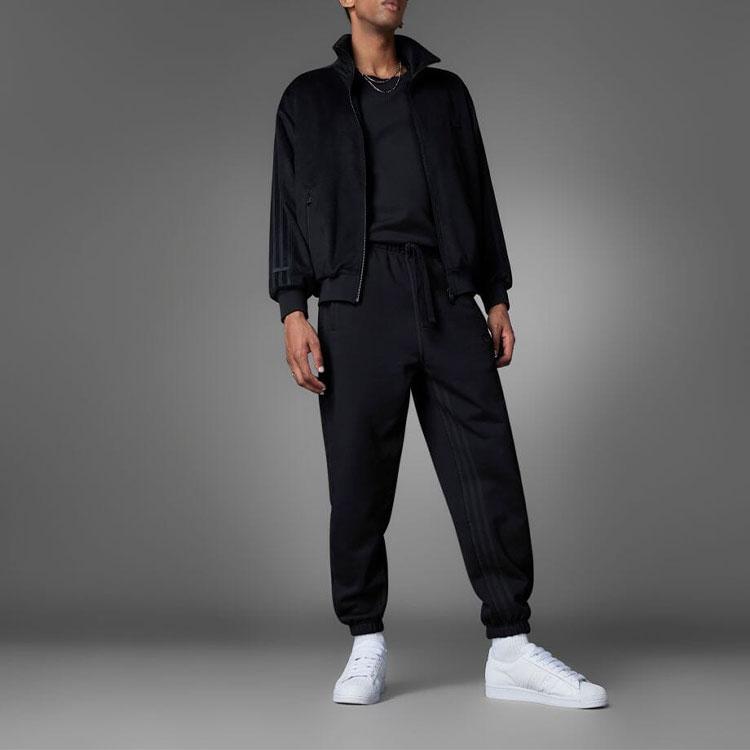 Adidas Originals Trefoil Blue Version Solid Stripe Logo Drawstring Sports Joggers Men Bottoms Black HM6489