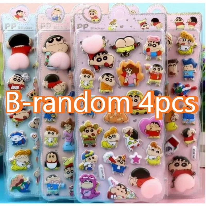 Kawaii Crayon Shin-chan Peach Butt Squishy Stickers - Cute 3D Relief Stress Relief Toy for Phone Case Laptop Stationery Gifts
