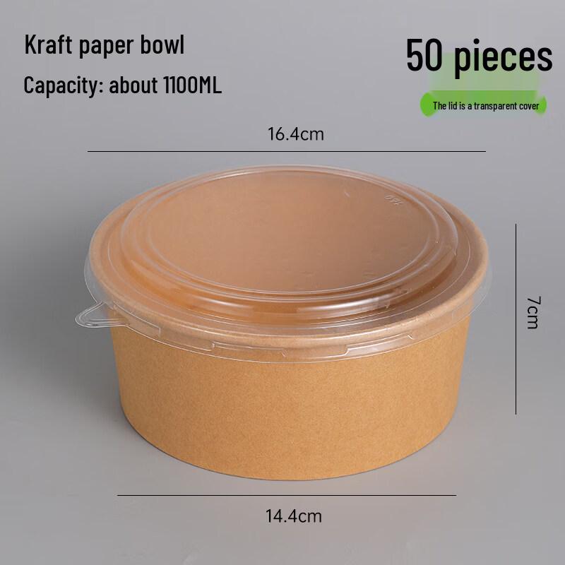 

Disposable Kraft Paper Takeaway Bowls with Lids