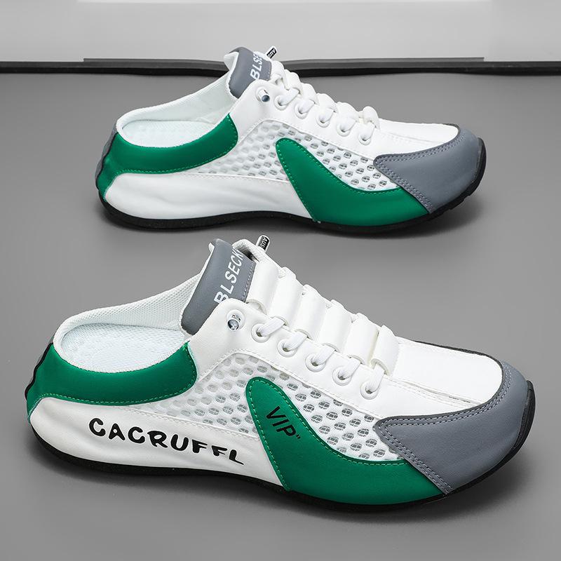 Fashion Men Half Slippers Summer Breathable Mesh Slippers Soft Sole Support Baotou Half Slippers Men Casual Sneakers Large Size47 Tennis