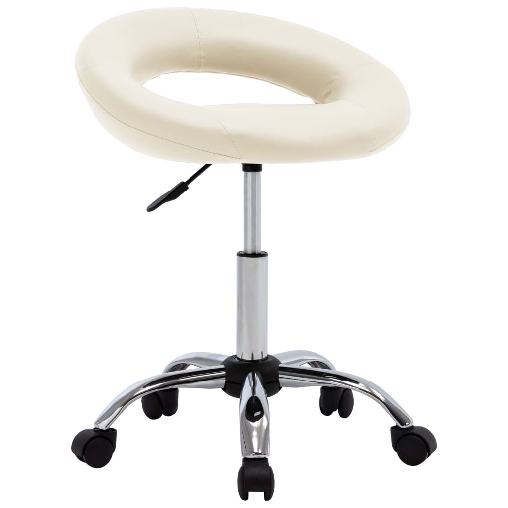 Vidaxl Swivel Dining Chair, Cream, Faux Leather Upholstered