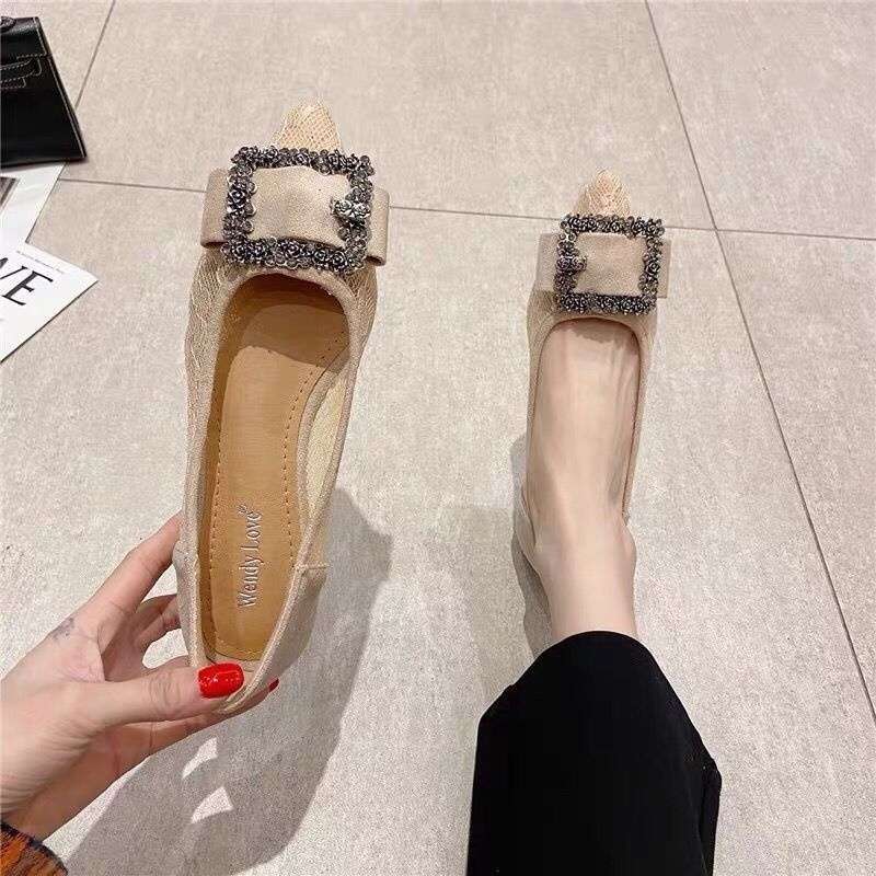 Sandals women's 2025 new comfortable and breathable flat-bottomed pointed single shoes summer mesh lace versatile black work shoes