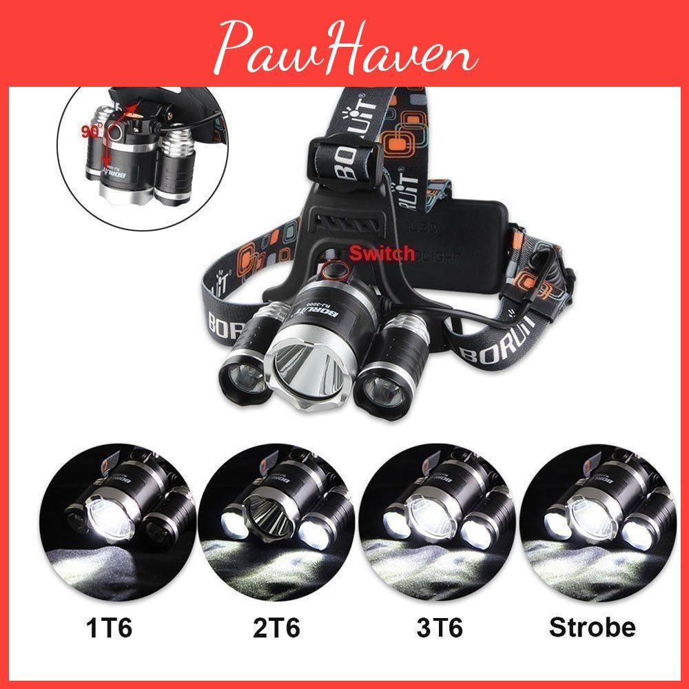 1pcs 3x Cree Led Xml T6 Waterproof 20000 Lumens Headlamp Led Torch Flashlight