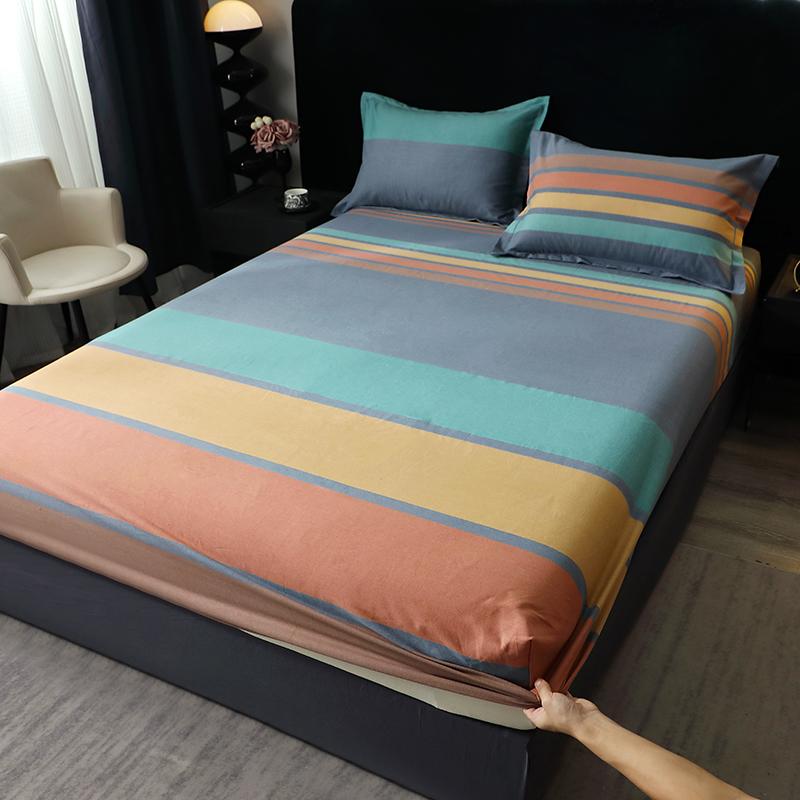 Queen Size Bedsheet 100% Cotton Fitted Sheet Brushed Bed Cover Soft Mattress Protector Sabanas Para Cama (Pillowcase Need Order)