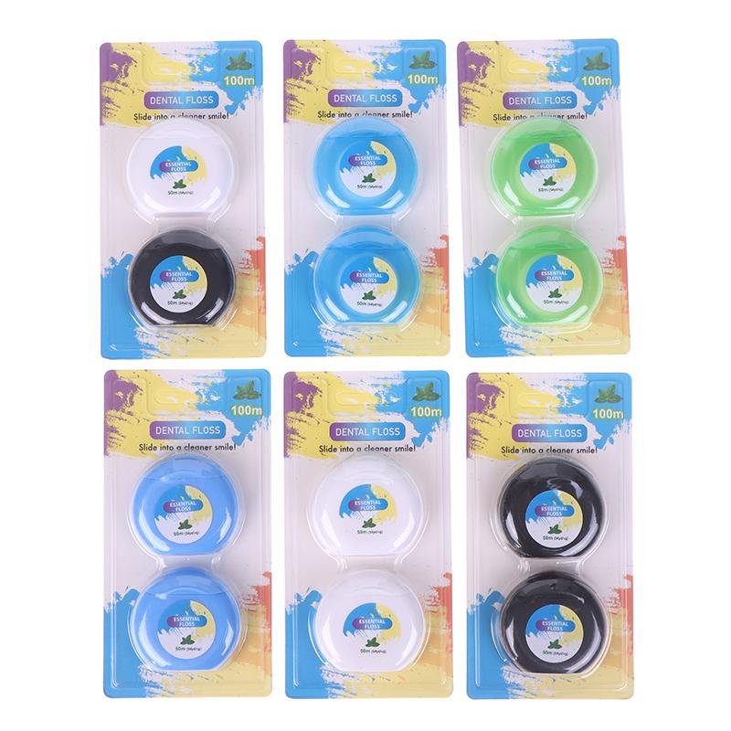 2Roll Portable 50M Dental Flosser Oral Care Essential Floss Toothpicks Dentistry Floss With Case Dental Hygiene Teeth Clean Tool
