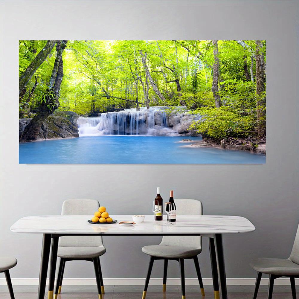 Modern Waterfall  Lake Landscape Canvas Wall Art  Frameless Home Decor Poster for Living Room