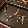 Wheat Ear Zirconia Earrings & Necklace Set - Trendy, Colorful, Fresh Jewelry for Stylish Collarbone Adornments