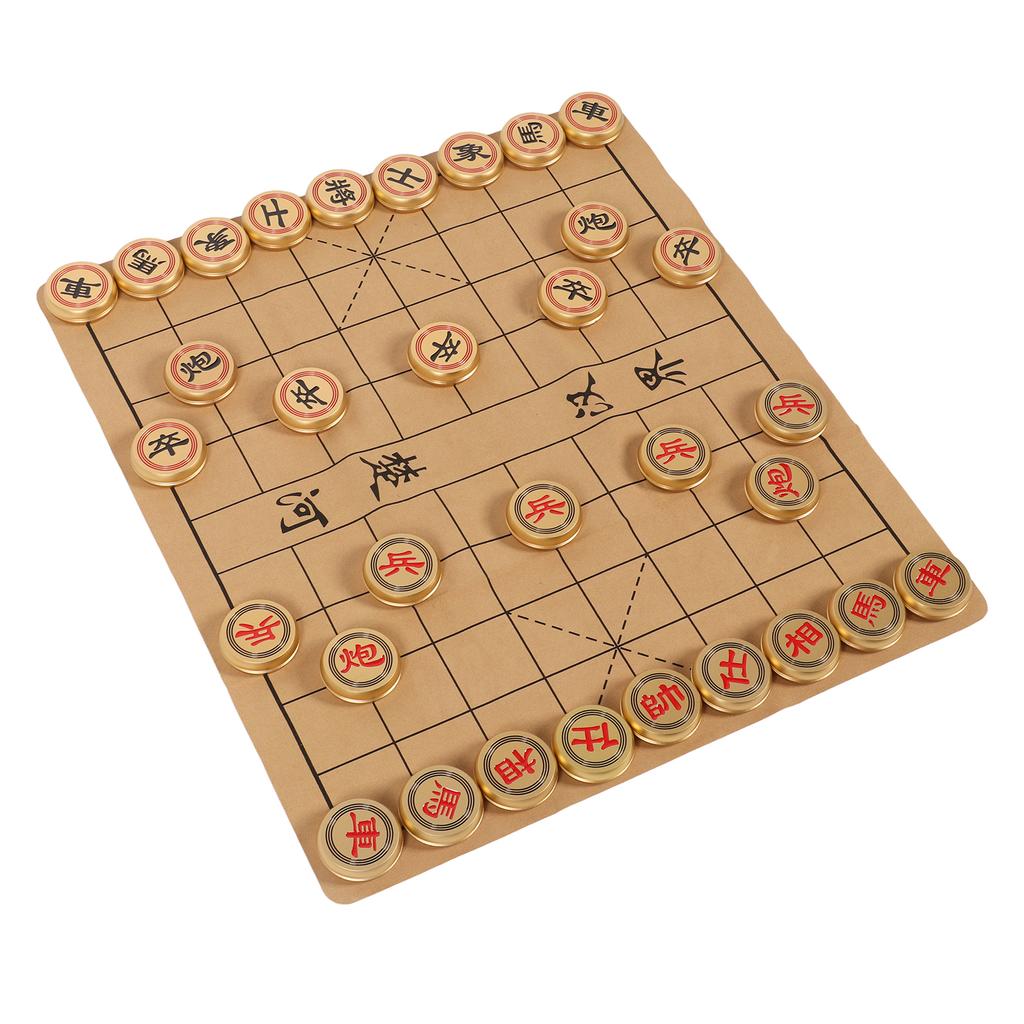 Aluminum Alloy Xiangqi Chinese Chess Set Portable Chinese Chess Set with Folding Board