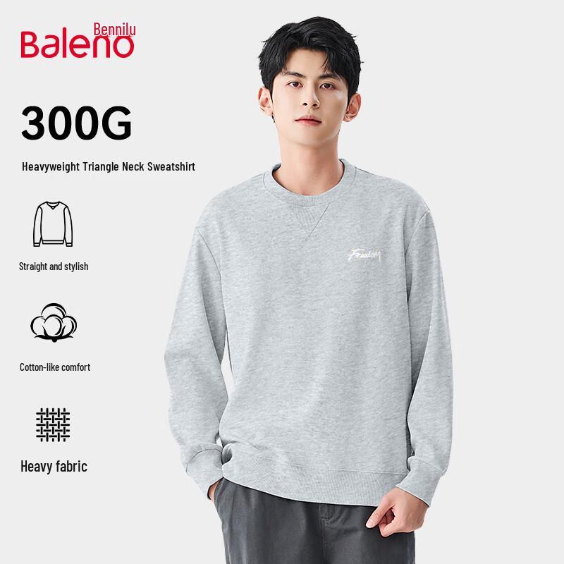 Baleno Men's Letter Print Heavyweight Round Neck Sweatshirt