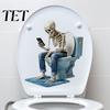 Durable Moisture Proof Decals Funny Skeleton Toilet Cover Sticker, Self-Adhesive Waterproof Sitting On Creative Home Party Decorations Seat Lid Decal,