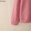 ZANZEA Women Casual Round Neck Loose Long Sleeve Sweatshirt