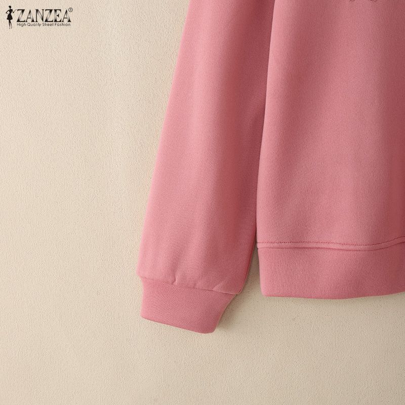 ZANZEA Women Casual Round Neck Loose Long Sleeve Sweatshirt