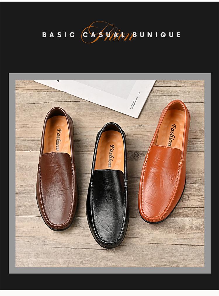 Men's Handmade Slip-On Leather Loafers - Autumn British Style, Casual & Business, Soft Sole Driving Shoes