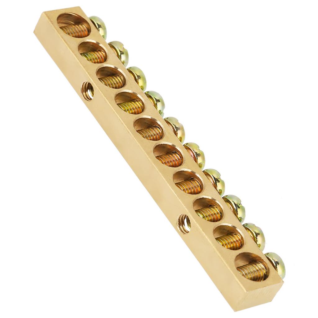 10pcs 10Hole Electrical Distribution Wire Screw Terminal Brass Ground Neutral Bar