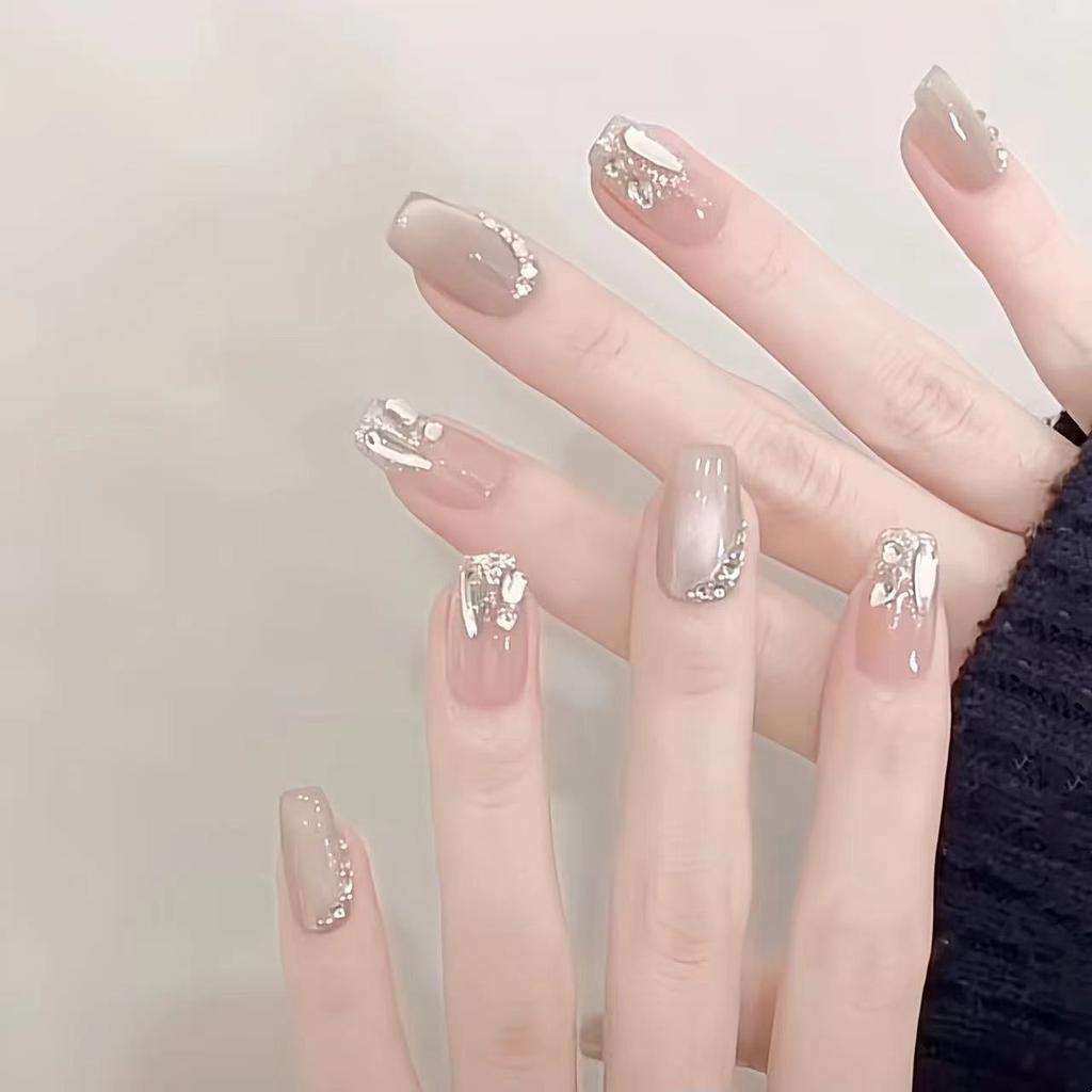 Pure Hand-made Phototherapy Wears Armor-moon Semi-curtain Finished Product Reusable Nail Art Patches