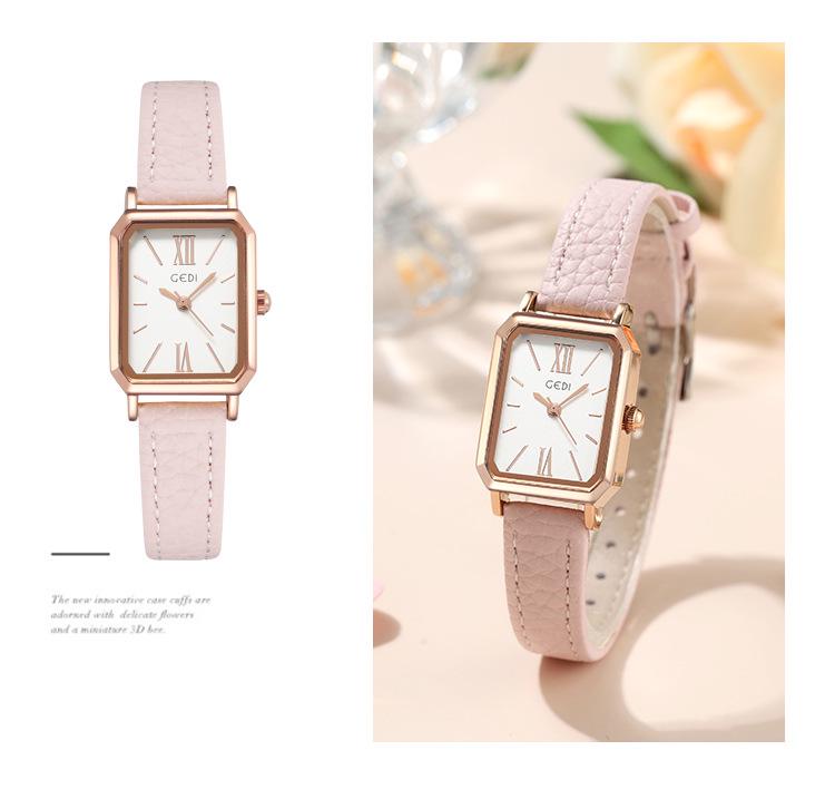 Gedi Minimalist Rectangular Women’s Watch – Retro Korean Style Quartz for Students