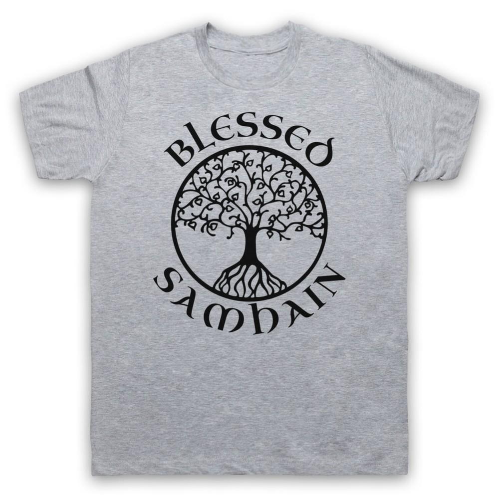 

Blessed Samhain Gaelic Festival Halloween Slogan Mens And Womens T-Shirt 4XL