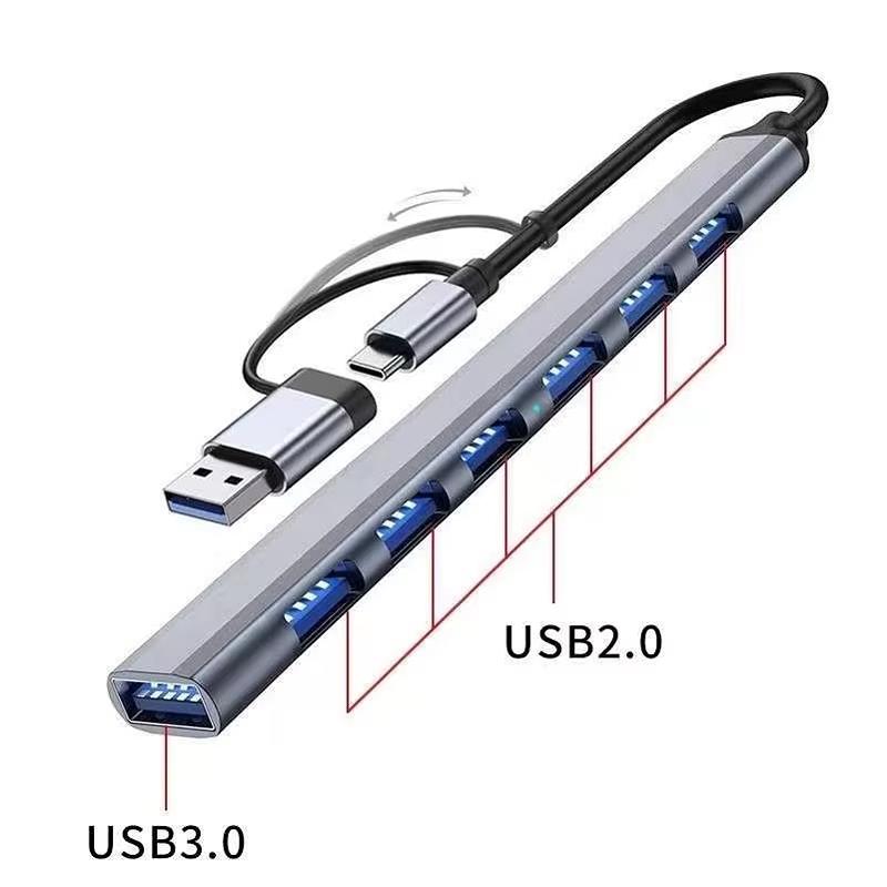 7 Ports USB 3.0 Type C HUB Expander Splitter High Speed OTG Adapter Docking Station For LaptopPC Hard Drive Mouse Keyboard