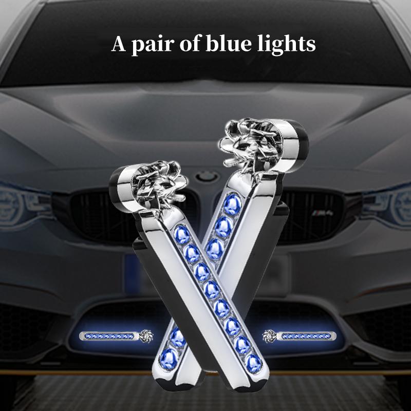 2 pezzi Auto ad Energia Eolica Luce Diurna a LED Illuminazione Ausiliaria Lampada a Ventola Rotante Fari Diurni per Automobili Decorativi