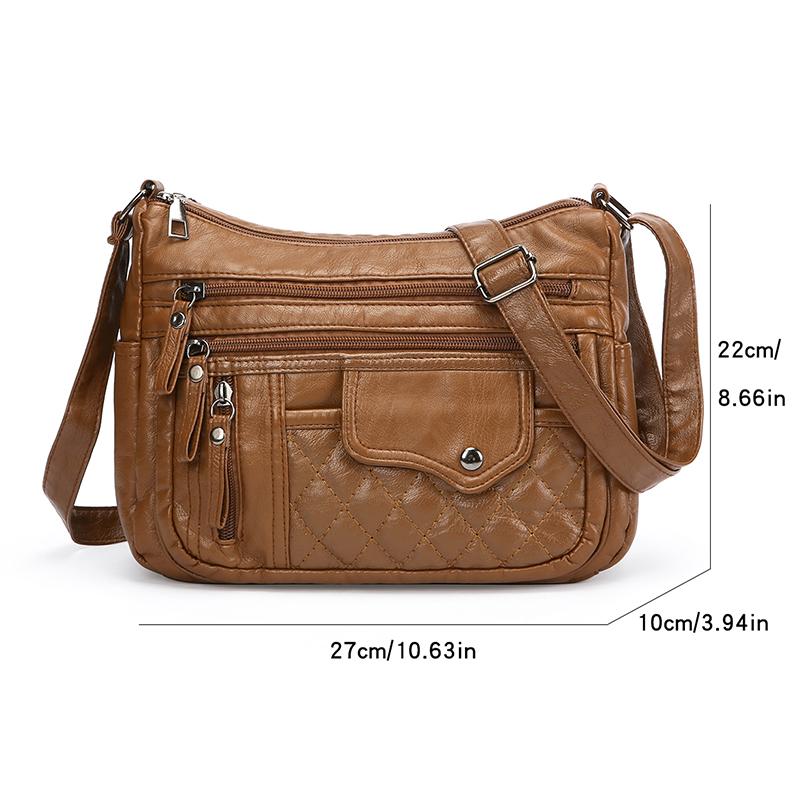 Middelaldrende og eldre kvinners veske skulderveske vintage mykt skinn mammaveske lett crossbody-veske