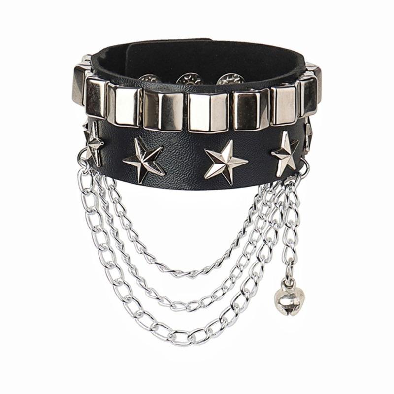 

European and American Punk Lovers Rivet Bracelet Star-shaped Leather Bracelet Non-mainstream Rock Bracelet Jewelry 1