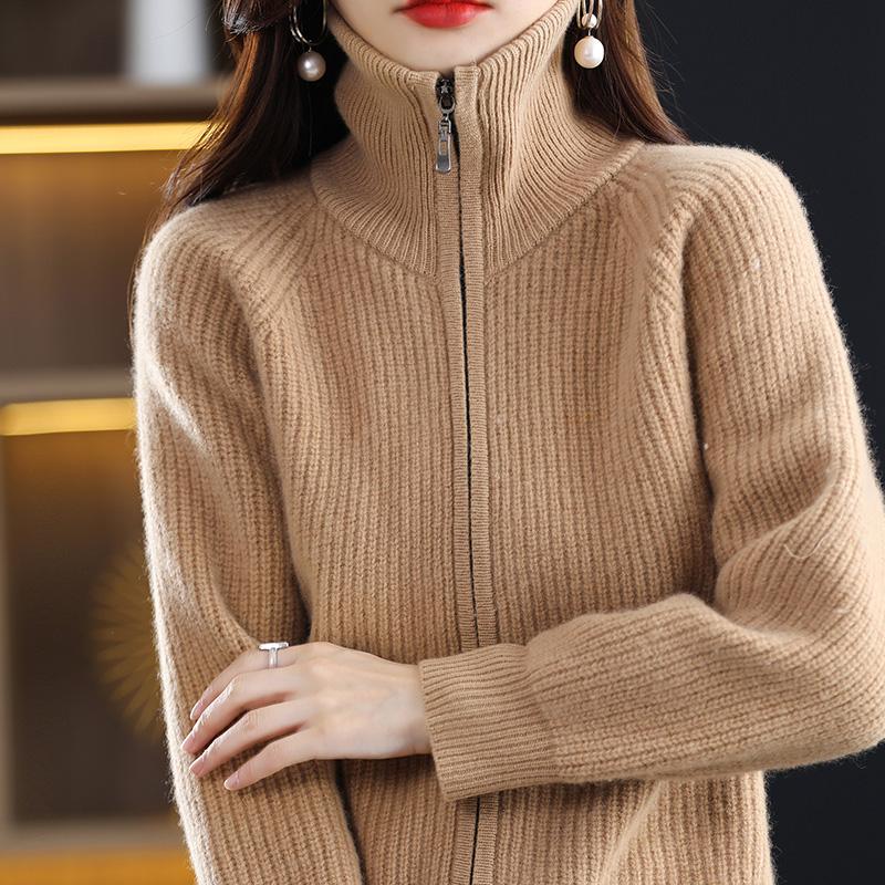 Cardigan damă din cașmir Qinghe cașmir 30% cașmir 70% lână toamnă și iarnă cardigan îngroșat din cașmir moale și cald