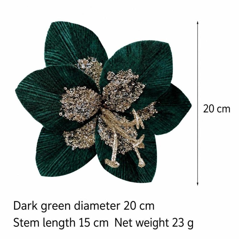 1PC Glitter Sequin Christmas Fake Flowers Flannel Magnolia Flowers  Xmas New Year Decor