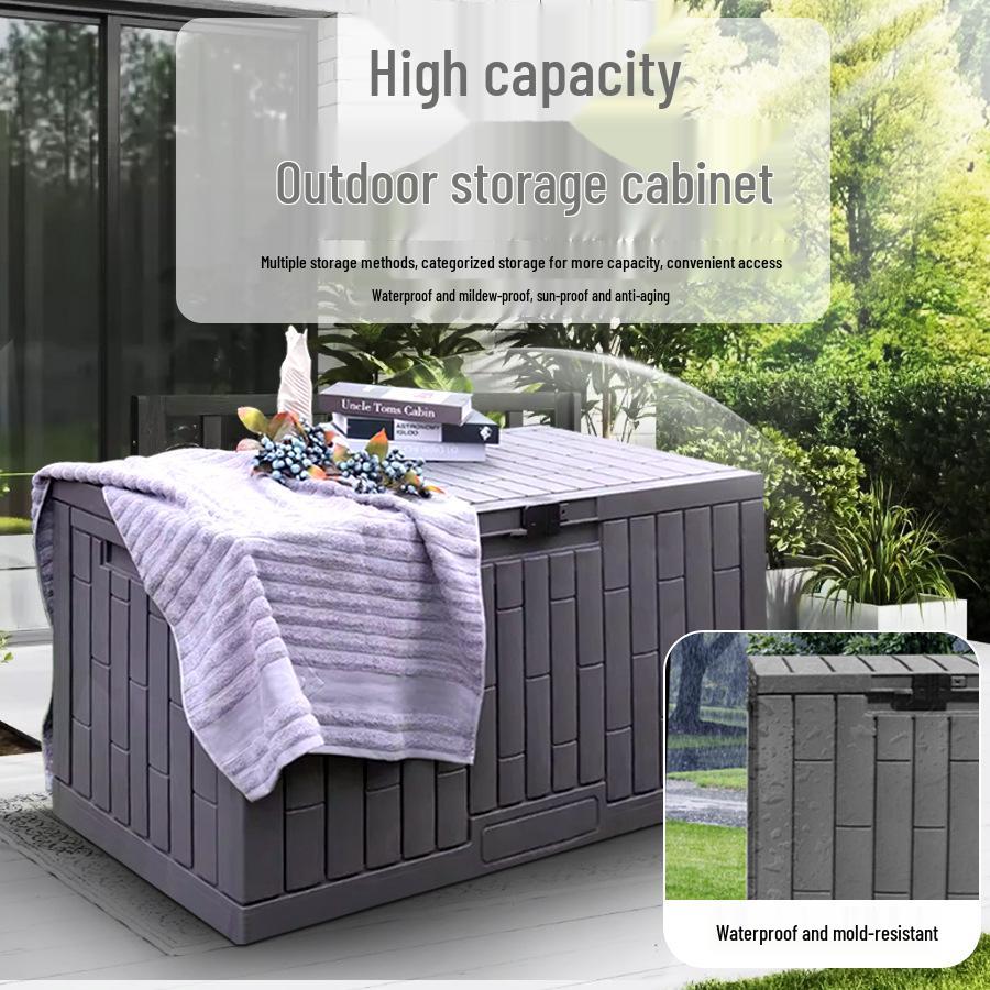 Large Outdoor Waterproof Storage Box with Sun Protection for Garden, Balcony, or Courtyard