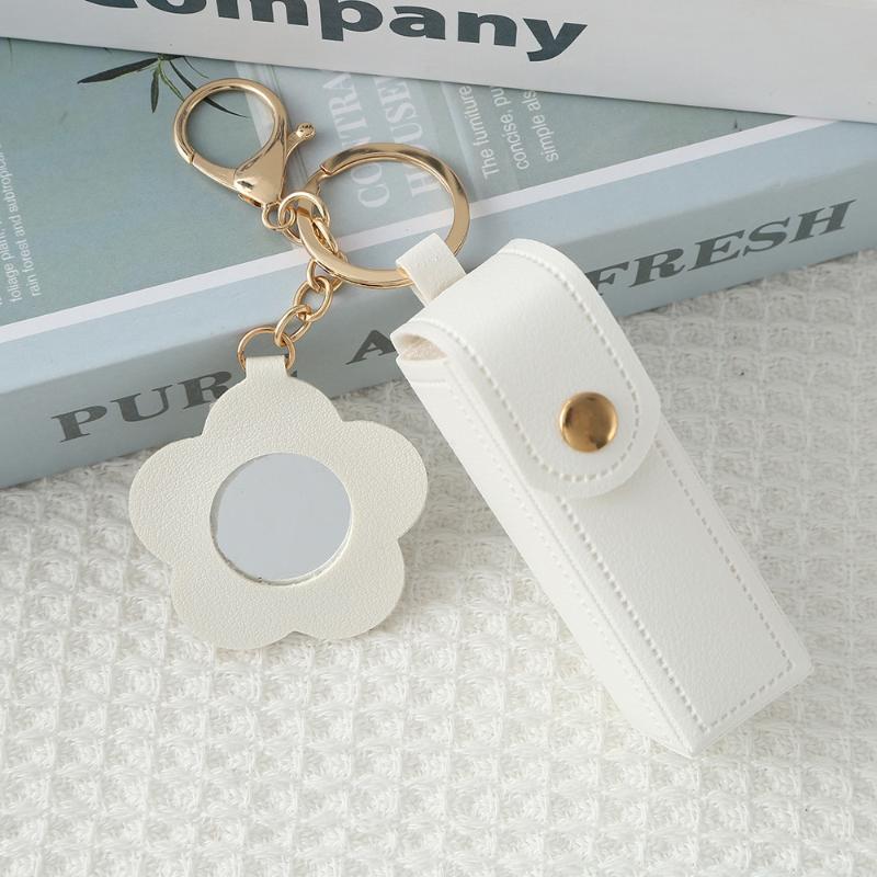 Travel Lipstick Bag with PU Leather Keychain Holder Keeps Lip Balm Safe and Accessible