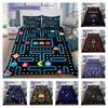Pac-Man Retro Arcade Game Bedding Set, Polyester Duvet Cover with Pillowcases, No Comforter, Vintage 80s Video Game Bedding for Kids Adults