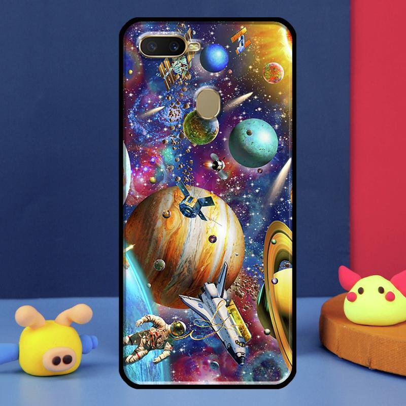 Moon Stars Space Case For Oppo A98 A78 A58 A15 A16 A17 A5 A9 A91 A52 A72 A76 A96 A74 A94 A54 S A57 A77 Cover