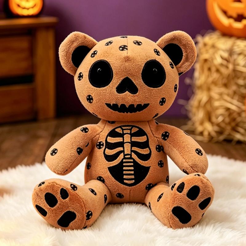 Skeleton Bear Plush Toy Gothic Skull Teddy Stuffed Animal Cartoon Doll Cute Halloween Decor Collectible Soft Unique Child Gift