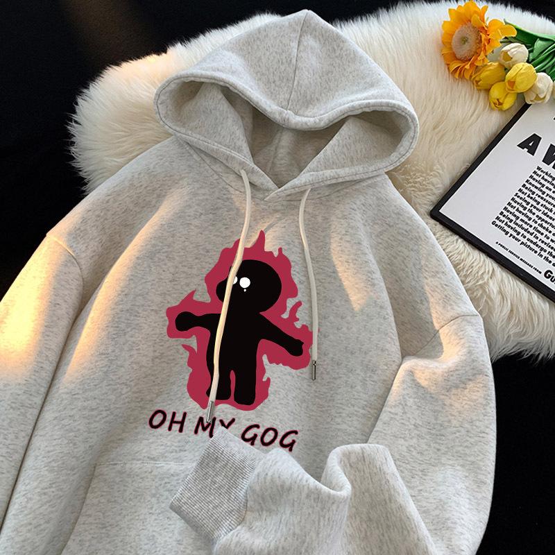 Autumn and winter new hooded sweater American men s fashion loose women s clothing fleece thickened couple warm M